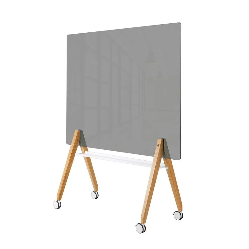 Tempered glass whiteboard writing board, office teaching and training meeting room rewritable movable large bracket type pulley