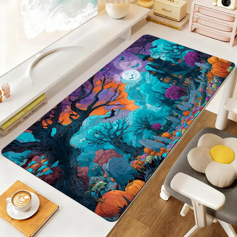 Halloween Cemetery Mouse Pad Desk Mat Large Computer Office Carpet XXL Mousepad Gamer Gaming PC Accessories Keyboard Rug