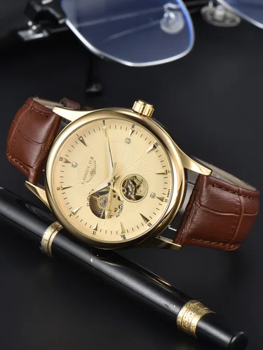 Imagen 2 del producto Reloj Automático LONGLUX, estilo elegante, venta al por mayor, relojes de pulsera mecánicos, esqueleto romo, reloj impermeable para hombre, regalo para hombre