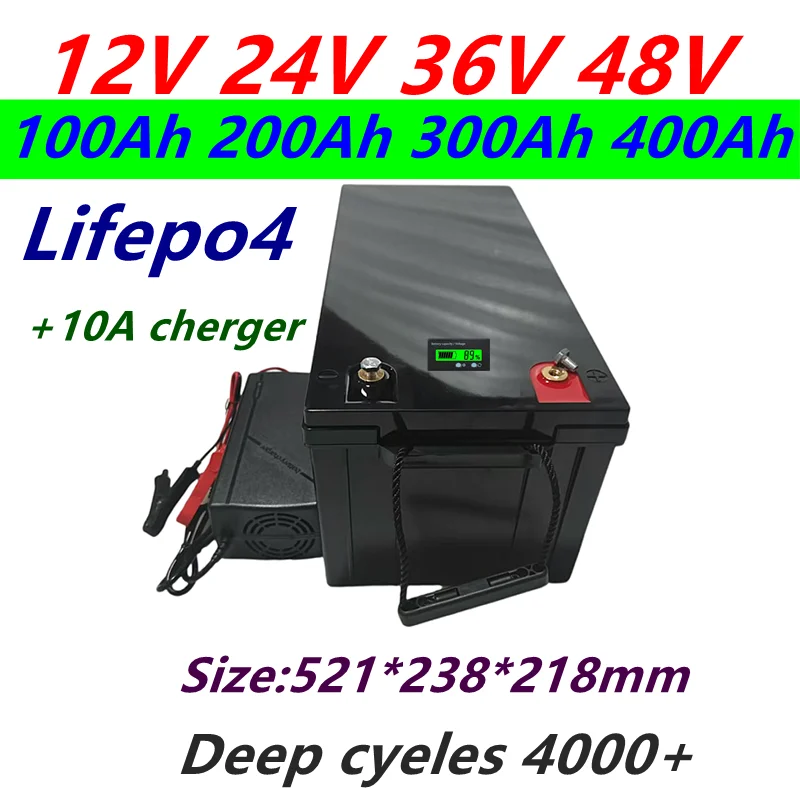 

12V 200AH 300AH 400Ah 24V 150Ah 200Ah 36V 48V 100Ah Lifepo4 lithium battery eu deep cycle for car audio solar system boat