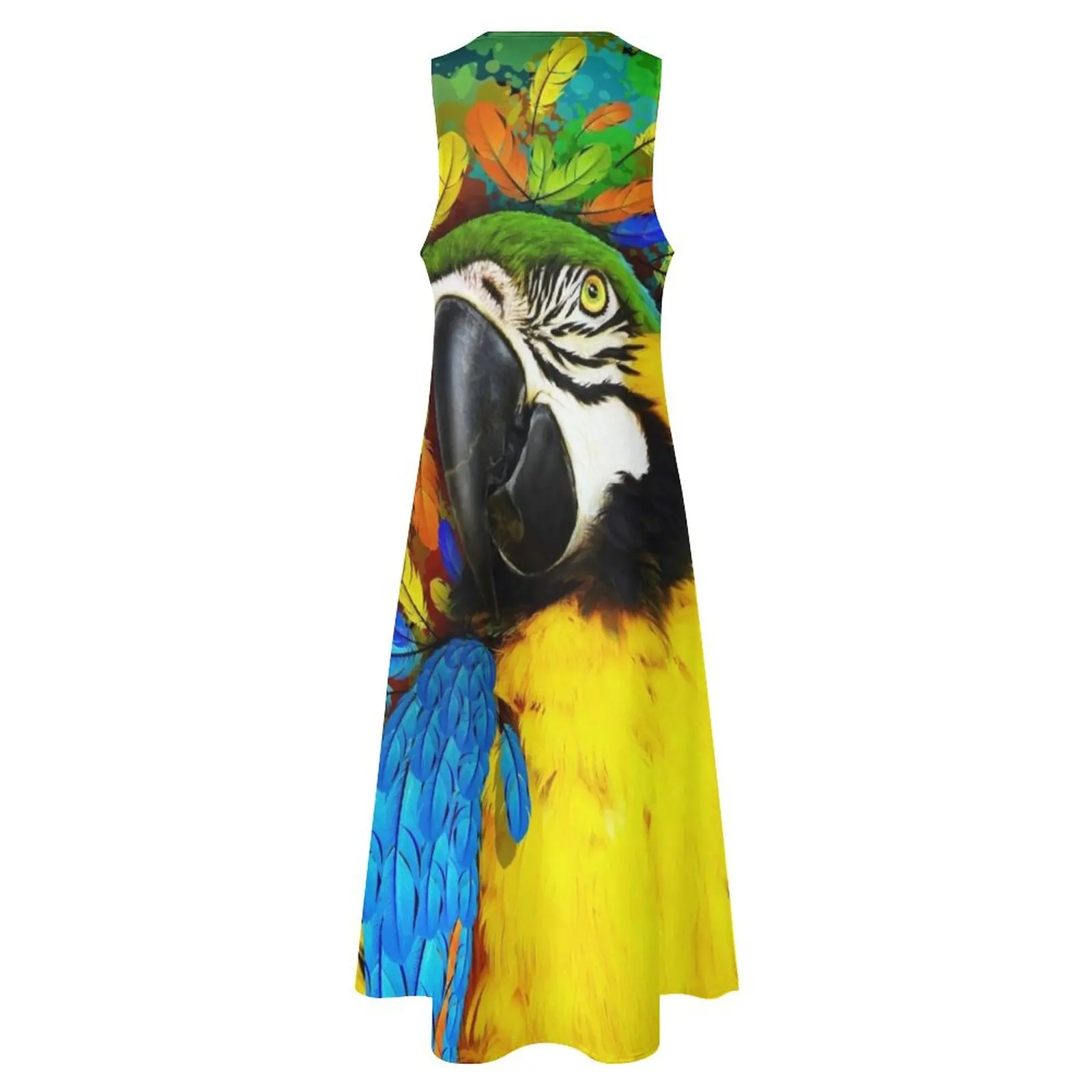 Gold and Blue Macaw Parrot Fantasy Long Dress prom dress Women's dresses Dress