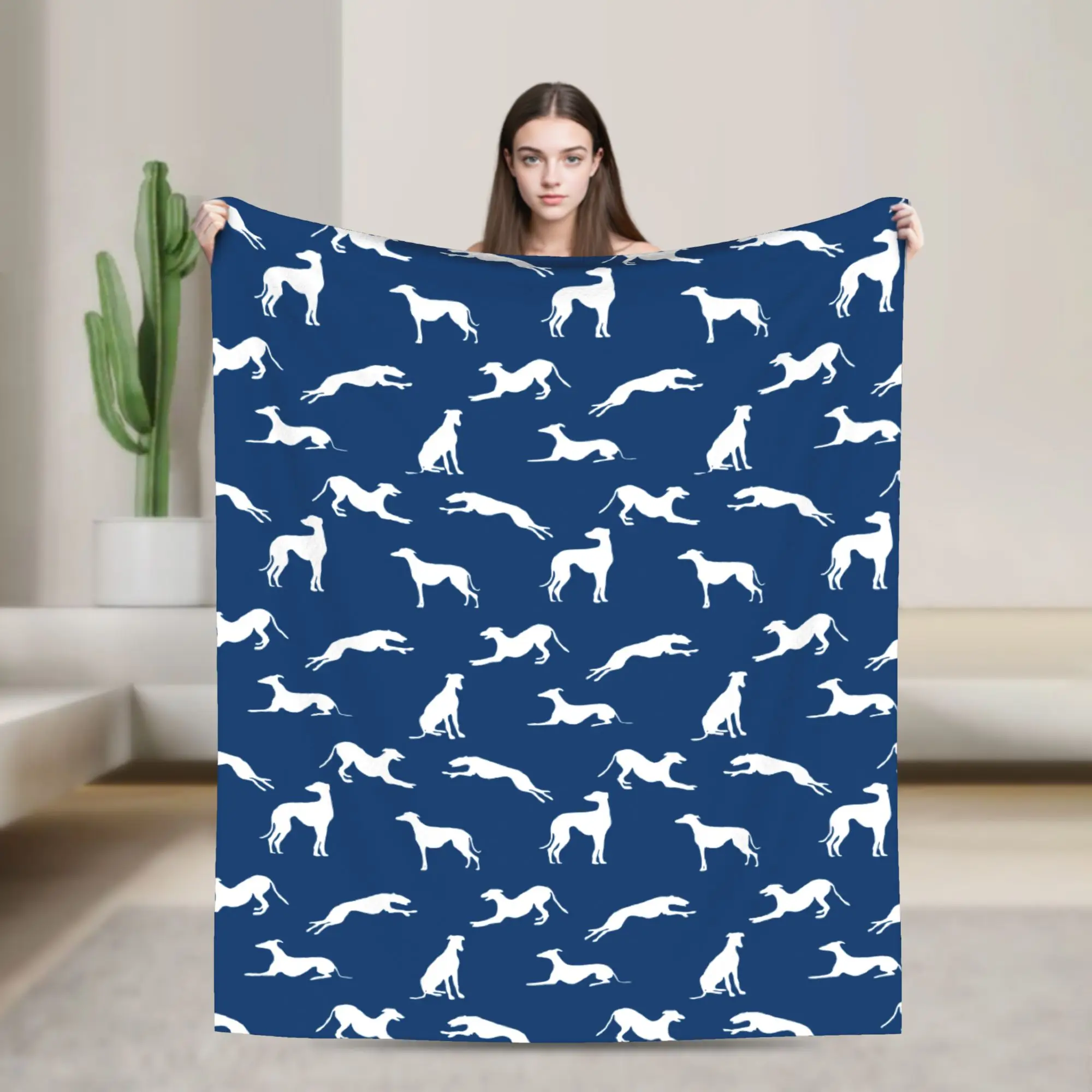 Greyhound Blankets Whippet Sighthound Dog  Flannel Throw Blanket Airplane Travel Decoration Lightweight Bedspreads