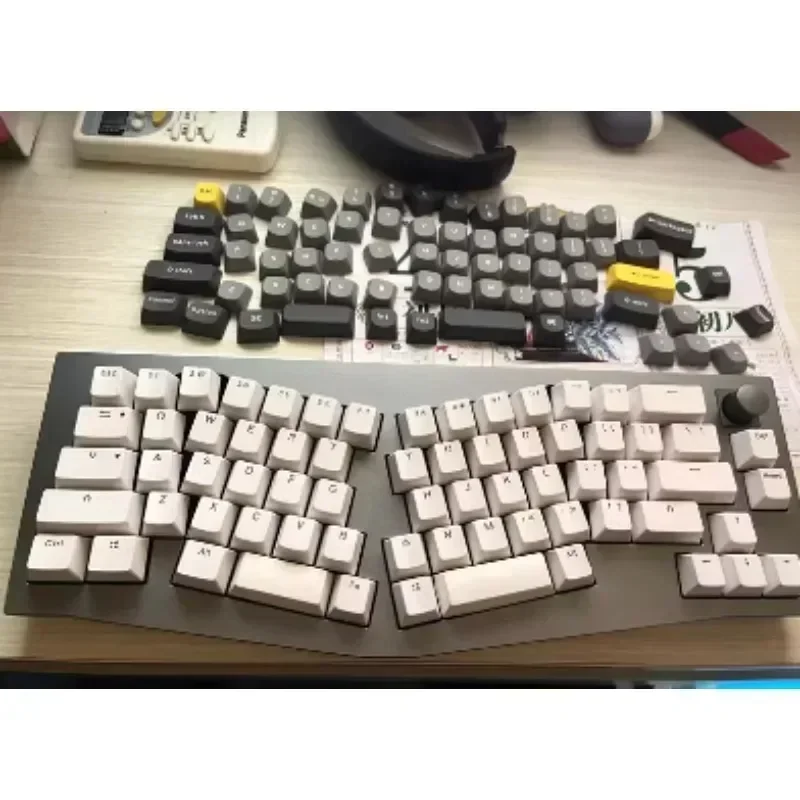 Q8 (Alice Layout) QMK/VIA Wired Custom Mechanical Keyboard Barebone Knob Version  All-aluminum Body Irregular Layout Game Gift