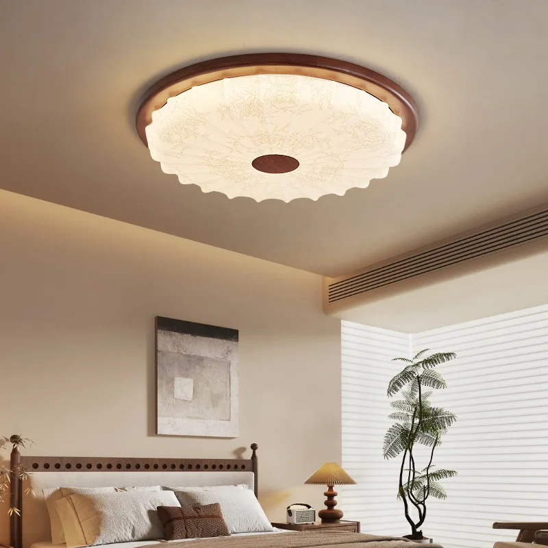 Japanese Middle Ancient Style Bedroom Ceiling Lamps Master Bedroom Pattern Retro Circular Ceiling Lights Eye Protection Decor