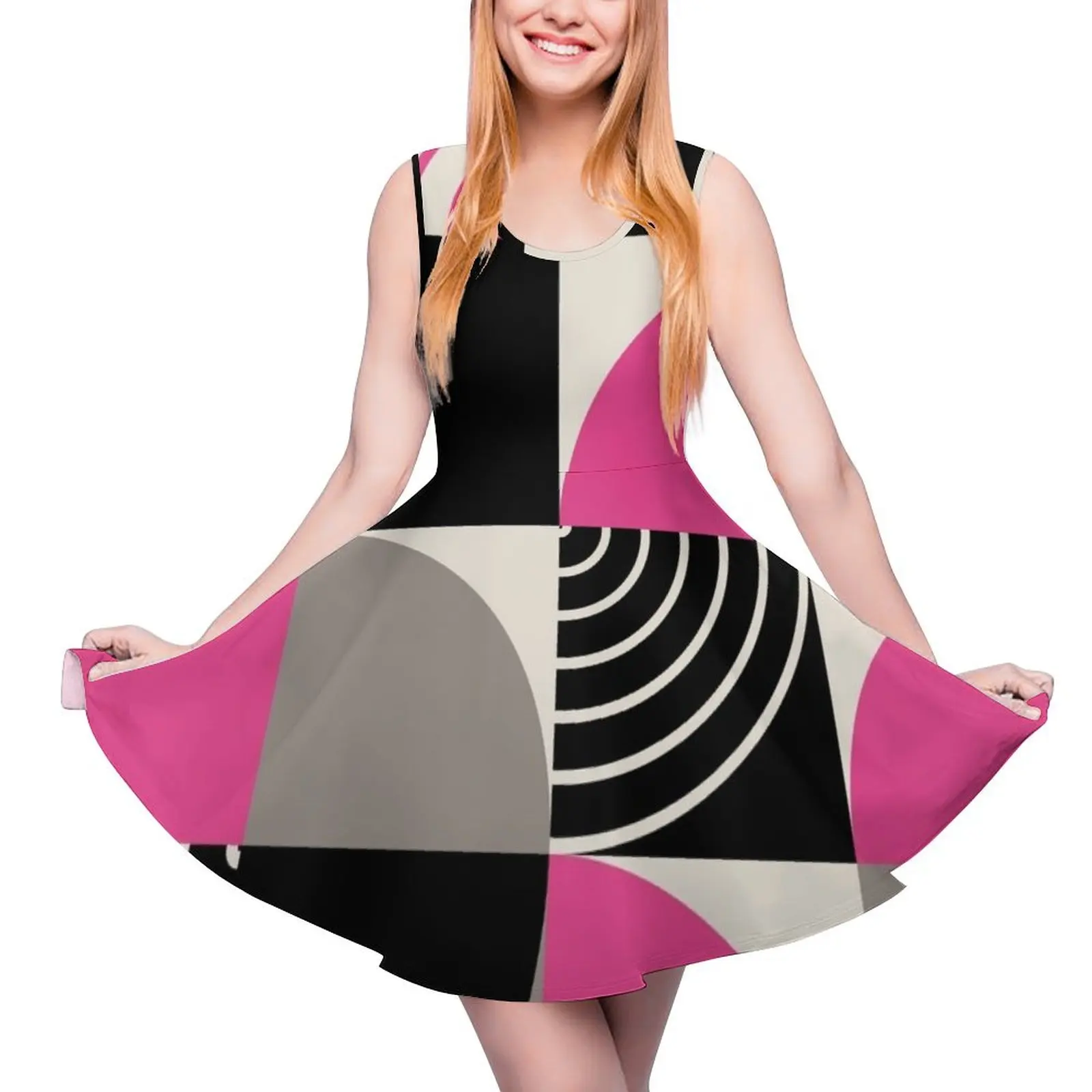 Geometric composition 824 Sleeveless Dress summer dress woman 2024 Female dress