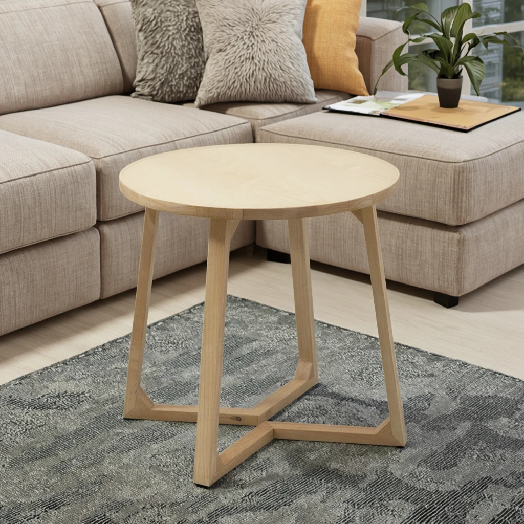 Living Room Round Solid Wood Single-layer Coffee Table Nordic Small Wooden Side Table Home Furniture