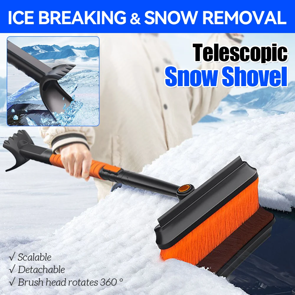 Description Picture 6 of item3/5-in-1 Car Glass Snow Cleaning Brush Shovel Winter Ice Scraper Detachable Snow Shovels Rotating Brush Head Ice Removal Tool