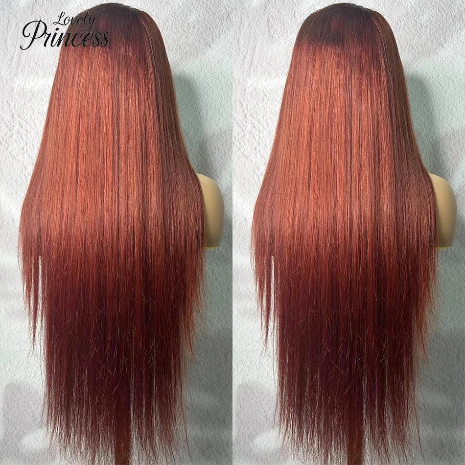 

30 Inch Reddish Brown Bone Straight 13x4 13x6 Human Hair Lace Front Wig Colored Brazilian Transparent Lace Frontal Wig For Women