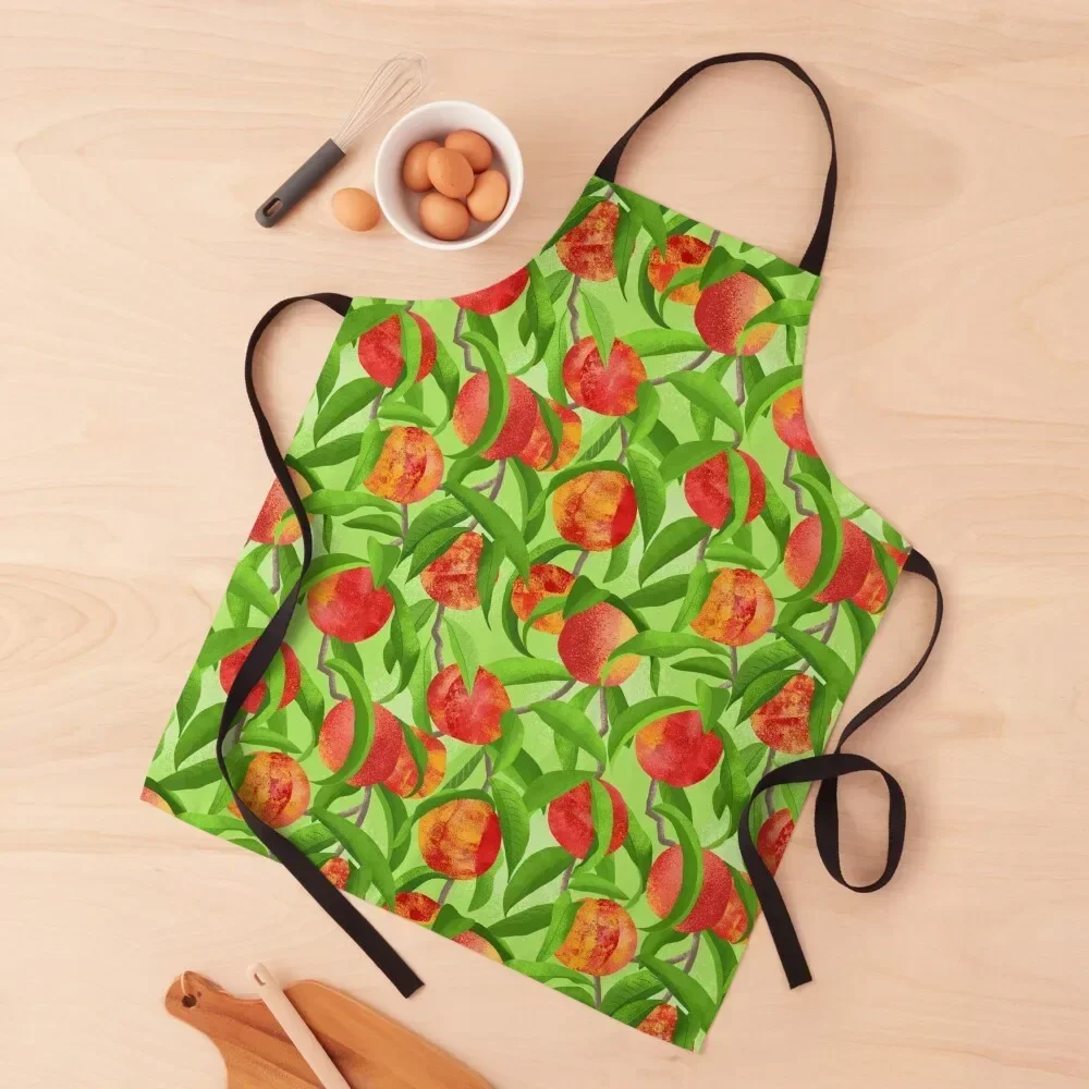 

Green - Fruit Trees - Nectarines Apron Woman Kitchen kitchen clothes Ladies Kitchen Utensils Apron