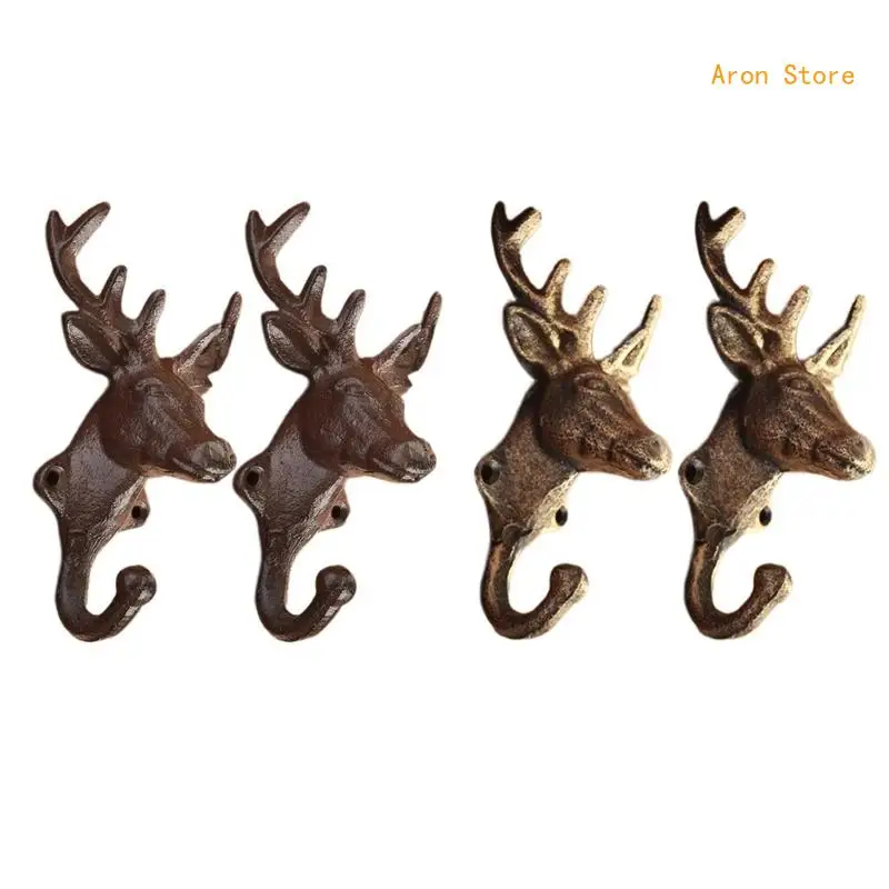 

2 Pcs Decorative Cast Iron Wall Mounted Hook with Deer Designs for Clothing H3CF