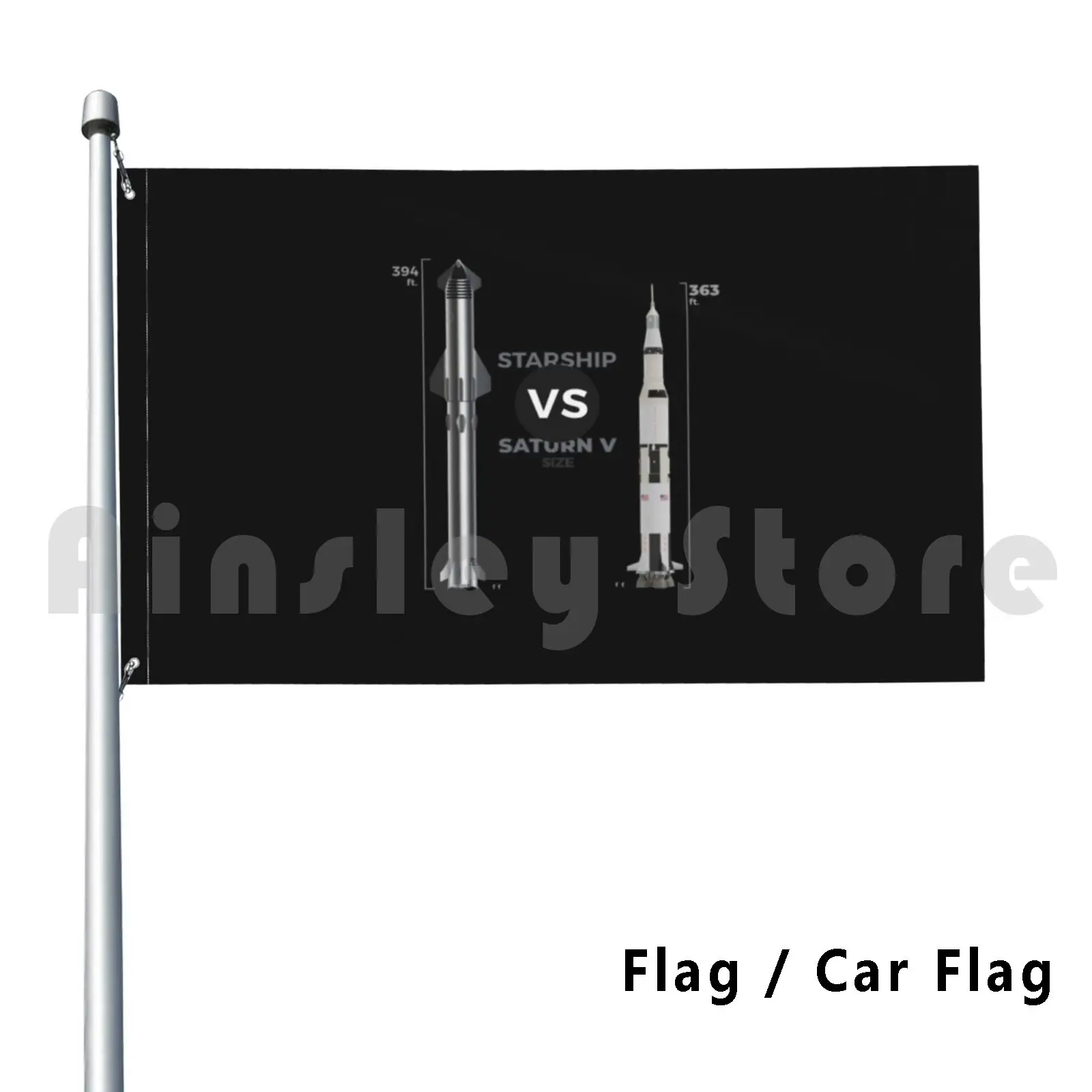 Spacex Starship ( Bfr ) Vs Saturn V 363 Ft Size Outdoor Decor Flag Car Flag Rocket Space Saturn V Apollo Astronaut