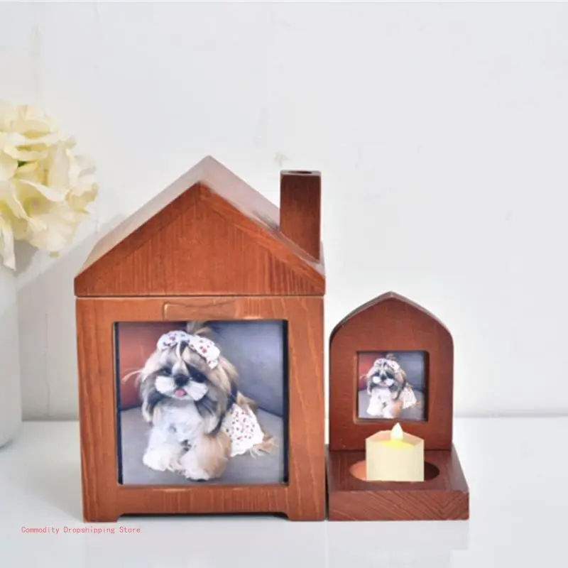 Memorial Urn Box for Pets, Keepsakes with Pictures Frame, Chimney Pet Memory, Coffin Box, Gift