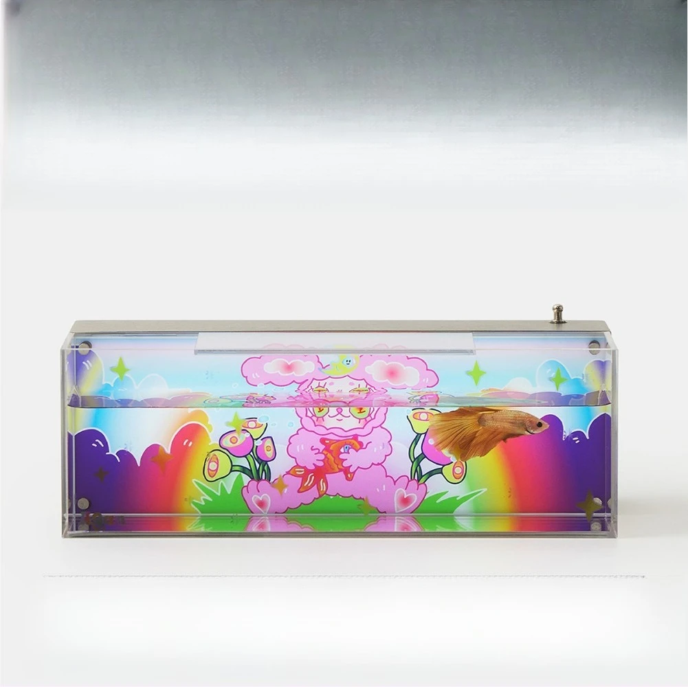 x Agan pink rabbit tabletop ornament atmosphere fish tank night light water cylinder