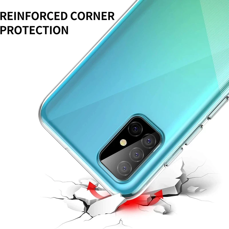 Luxury Shockproof Transparent Case for Samsung Galaxy A71 A51 A12 A22 A32 A42 A51 A71 A21s A31 A41 M21 M31 Clear Silicone cover