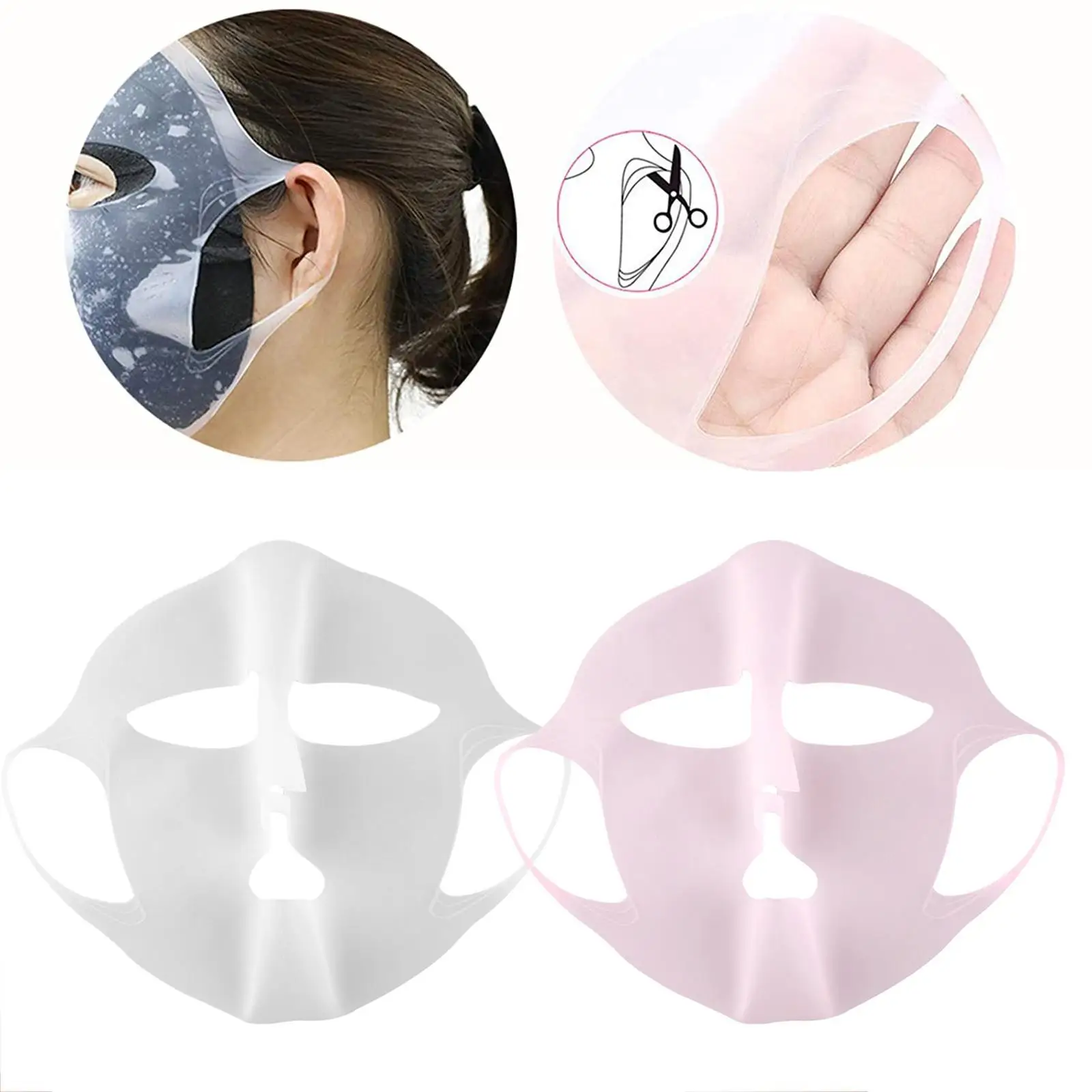 Silicone Face Mask Reusable Moisturizing Lifting Firming Anti Wrinkle V Shape Face Firming Gel Sheet Mask Ear Fixed Skin Care