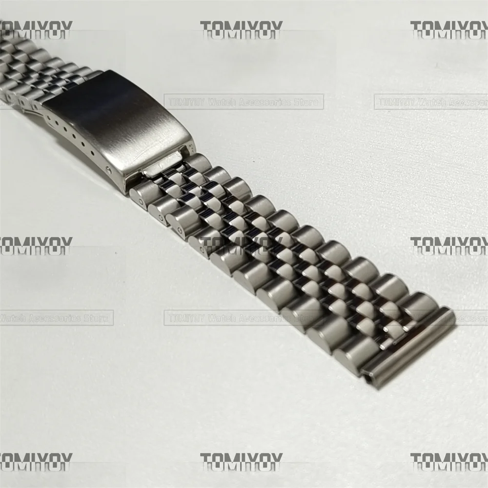 Flat End 18MM 19MM 20MM Silver President Jubilee Stainless Steel Watch Strap Band Bracelet Fit For Rolex Sekio007 skx005 Watch