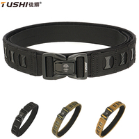 TUSHI New Tactical MOLLE Combat Military Belt Equipped With Inner Belt and Inner Non-Slip Pad 2-in-1 Quick-Release System Belt