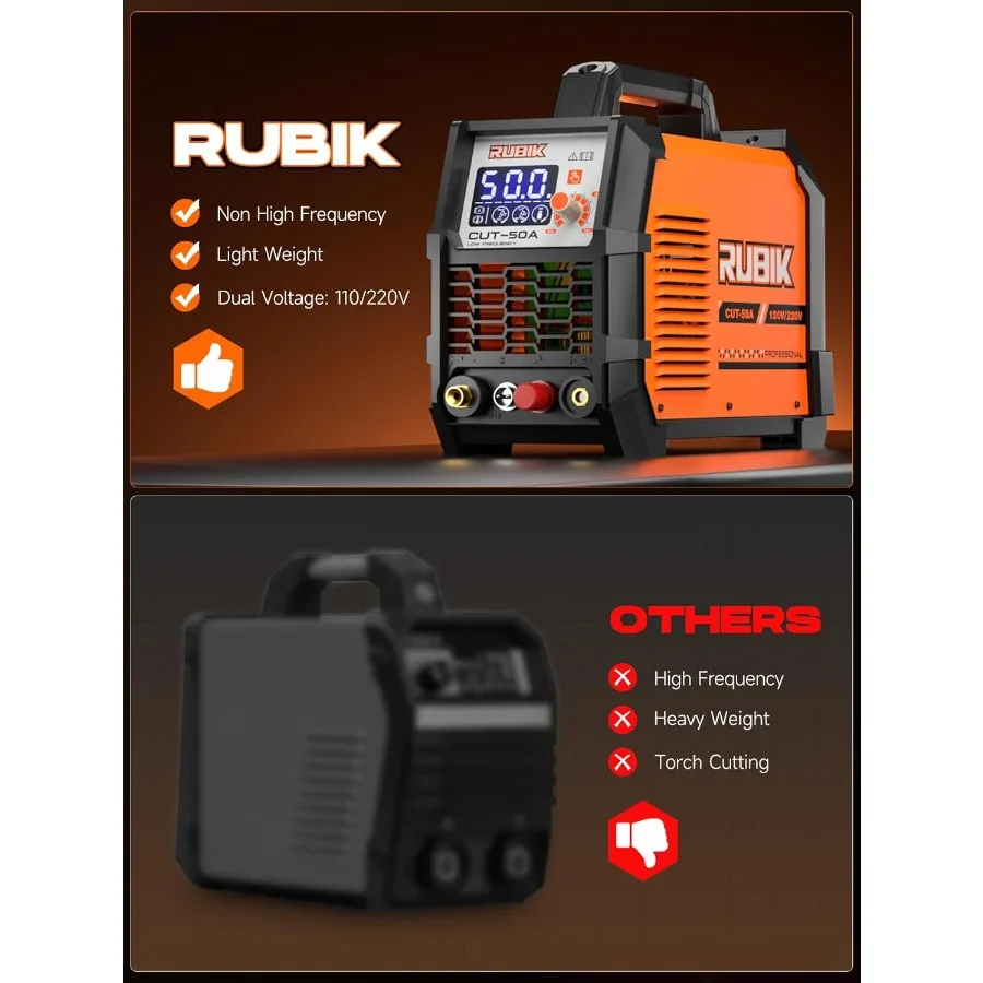 Plasma Cutter 50 Amp Machine with 110V 220V Dual Voltage Support for Metal Fabrication Up to 3 4'' Thick Cutting with 1 2'' Cle