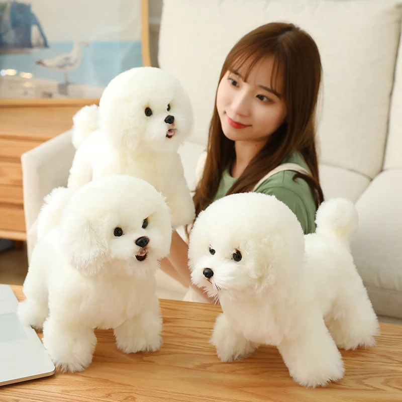 Simulation Bichon Frise Plush Dog Toy Super Cute Likelife Dog Doll Stuffed Animal Maltese Dog Puppy Pets Toys Kids Gifts Decor