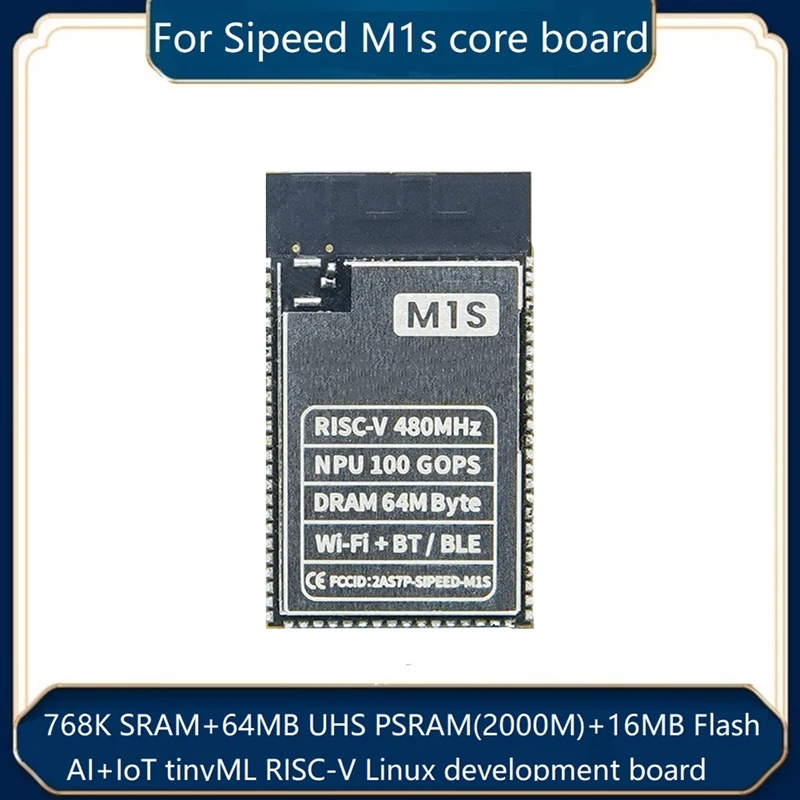 

For Sipeed M1S Module BL808 RV64 480Mhz +RV32 320Mhz+NPU BLAI 100GOPS 16Mbyte SPI FLASH 2.4G WIFI/BT/BLE Core Board Parts