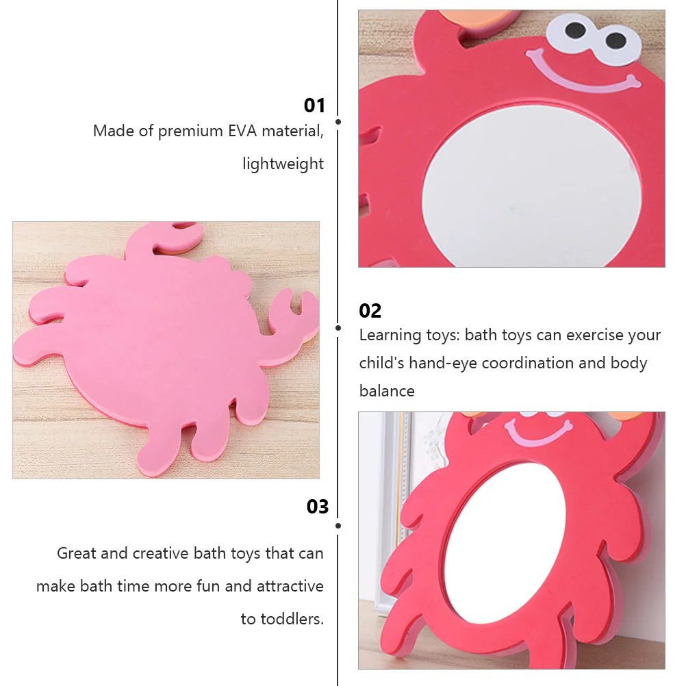 2 Pcs Letter Eva Cartoon Mirror Child Kid Toys Baby Water Tummy Time Bathtub Shower