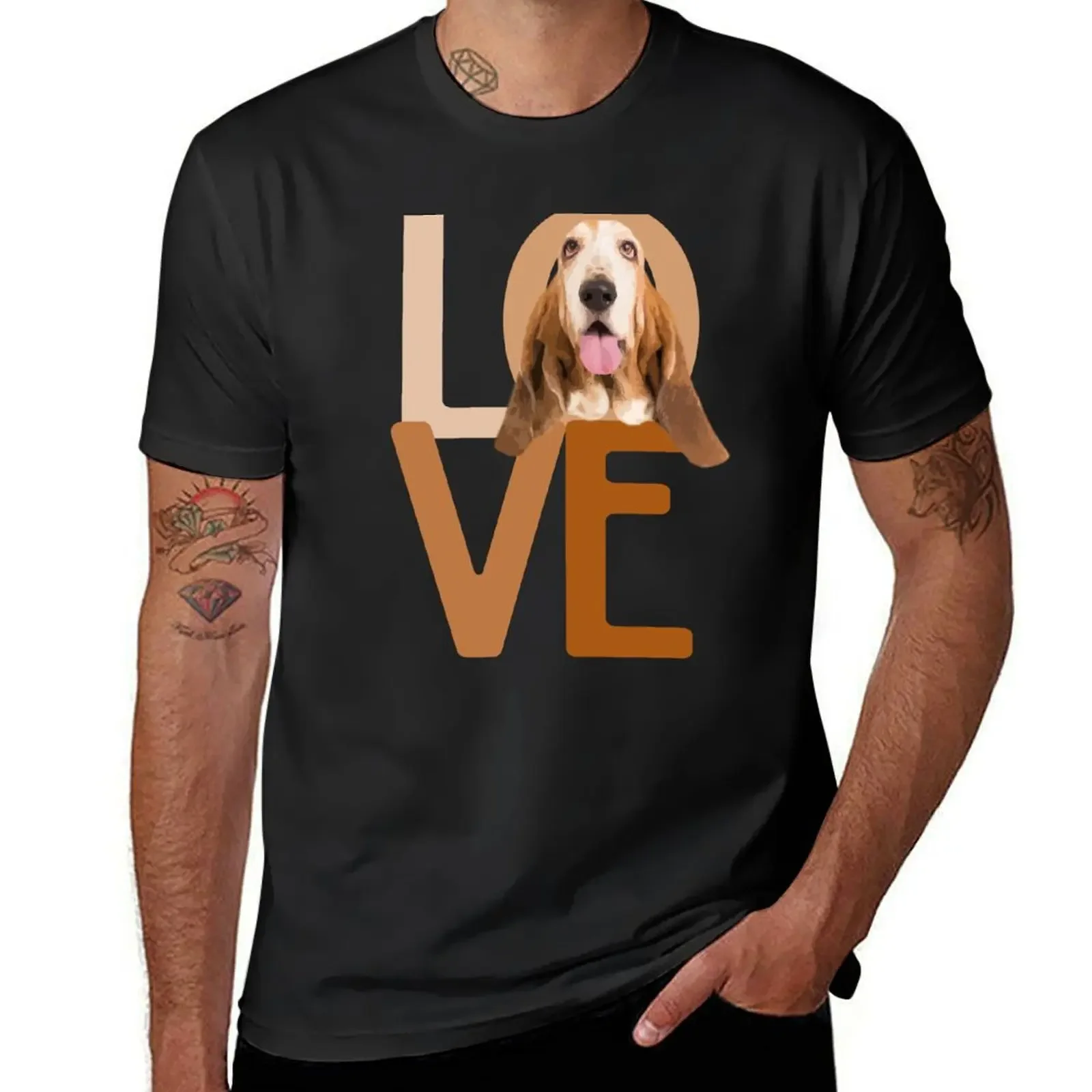 Basset Hound Love T-Shirt essential t shirt korean fashion oversized oversizeds t shirts for men cotton