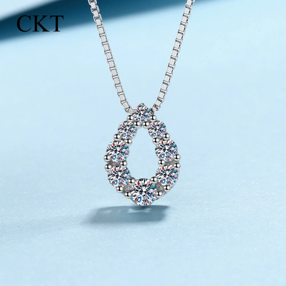 CKT Women Gold 18K Wedding Necklaces 0.62CT Moissanite Diamond Girl Friend Valentine's Day PT950 Platinum Wife Birthday Gift