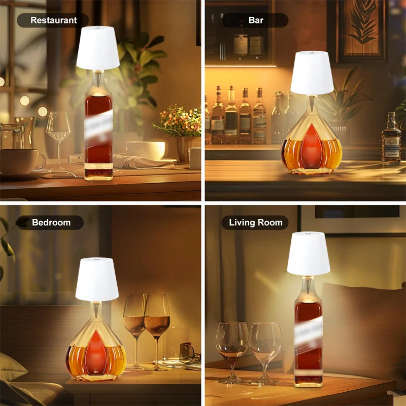 Wireless Bottle Lamp Shades Dimmable RGB Wine Bottle Lamp Indoor & Outdoor LED Wine Bottle Lights for Home Bar Party Decor