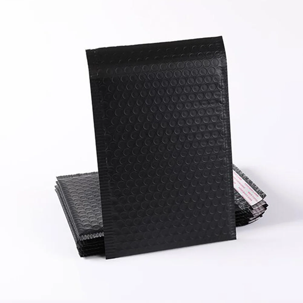 25Pcs Shockproof Bubble Storage Bag Lightweight Waterproof Delivery Packing Pouch for Books Office Home Black 15x20cm