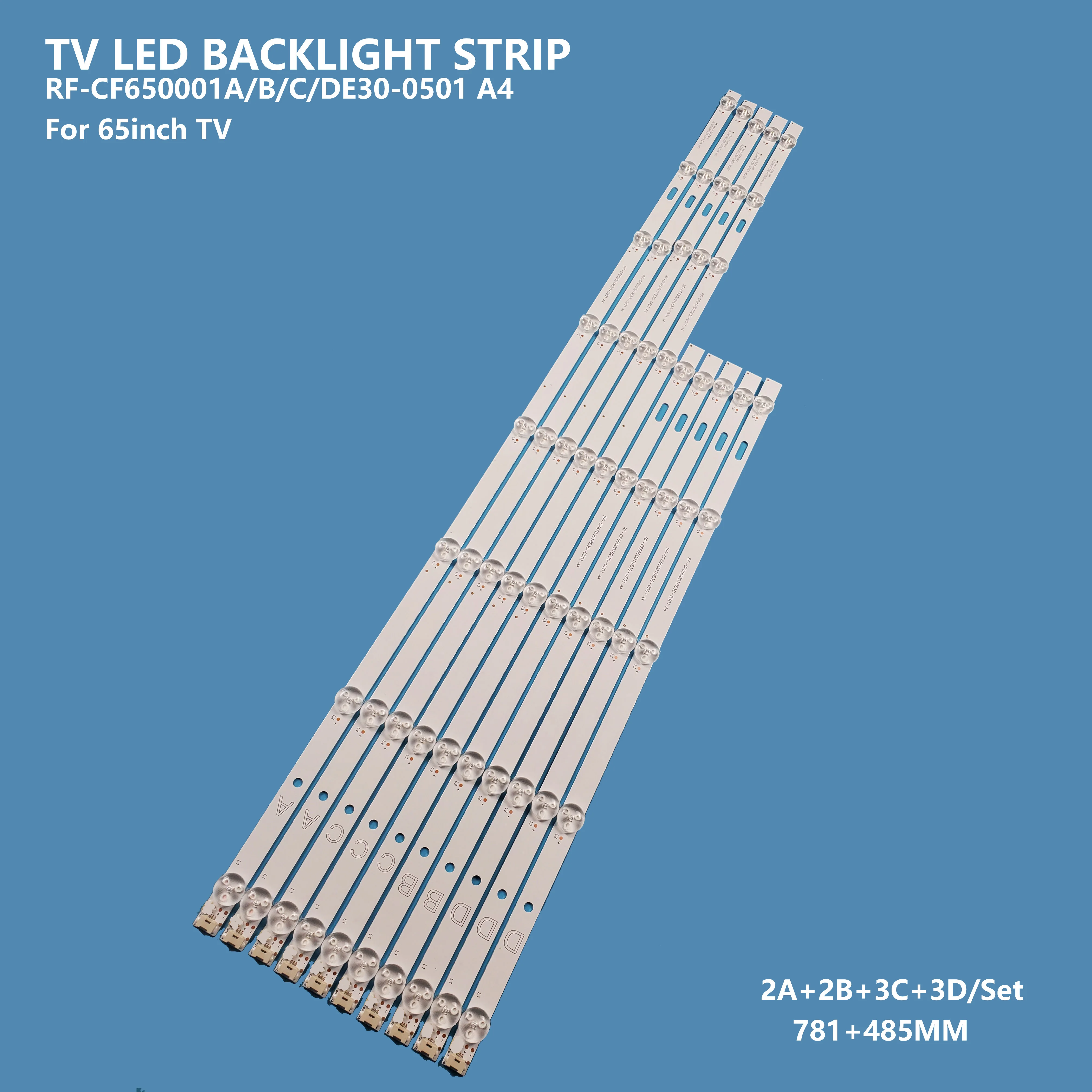 10pcs/set For 65inch TV Backlight Led Strip RF-CF650001BE30-0501 A4 RF-CF650001AE30-0801A4For 65UL2063DB TV Backlight to repair