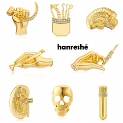 Hanreshe Classic Medical Brooch Pin Brain Kidney Skull Dental Lapel Badge Medicine Jewelry for Doctor Nurse Gifts