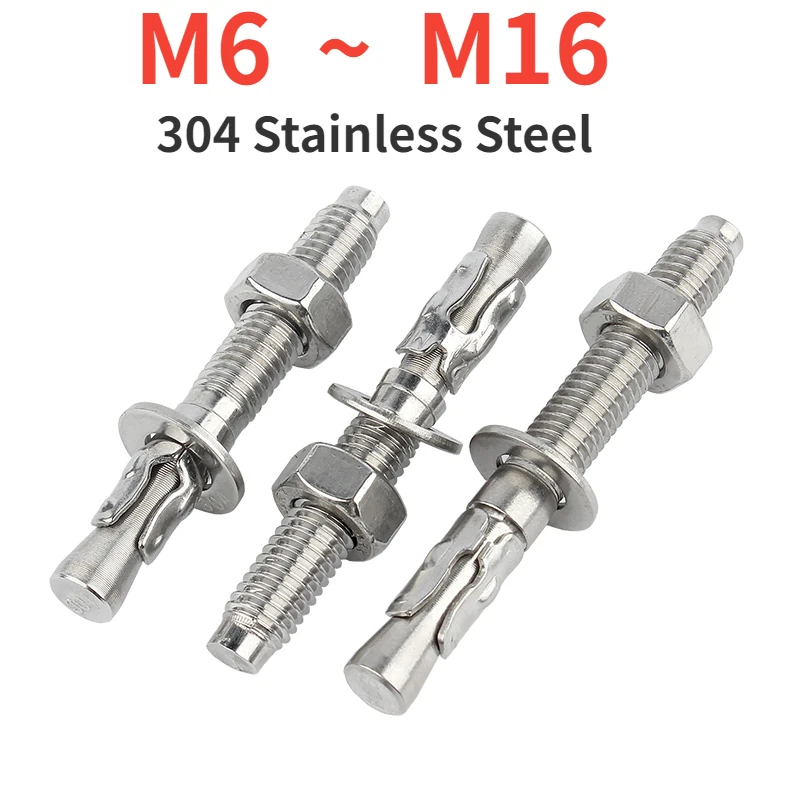 M6 M8 M10 M12 M16 304 Stainless Steel Expansion Screw Wedge Anchor Through Bolt  Expansion Bolt