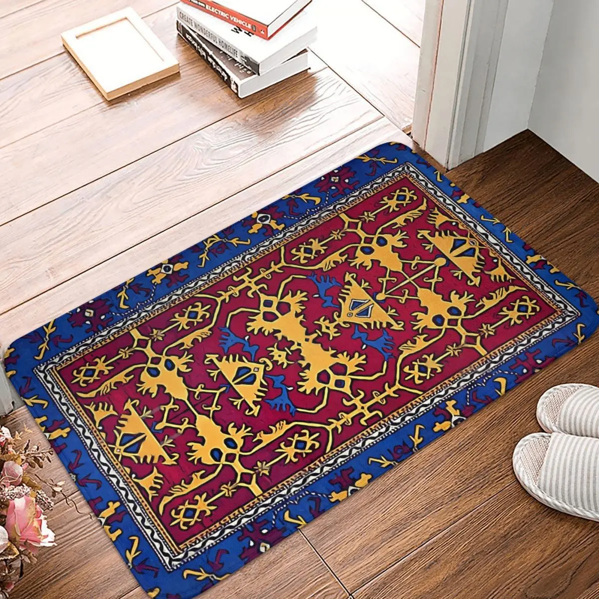 Ancient Armenian Folk Art Bath Non-Slip Carpet Traditional Bedroom Mat Entrance Door Doormat Floor Decor Rug