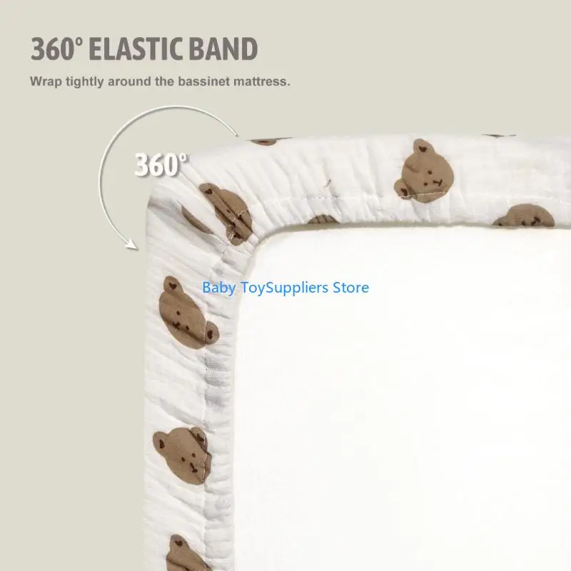 R1WF Pack of 2pcs Baby Fitted Bassinet Sheet Newborns Changing Pad Cover Comfortable