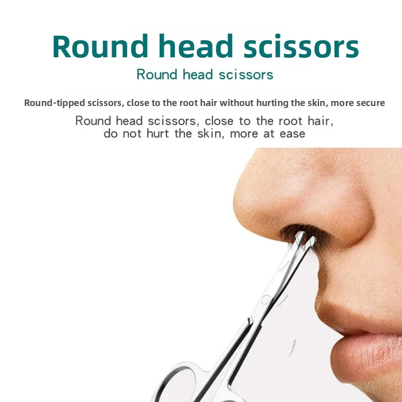 Stainless Steel Curved Point Makeup Scissors with Safe round Tip for Nose Eyebrow Hair Trimming And Facial Grooming