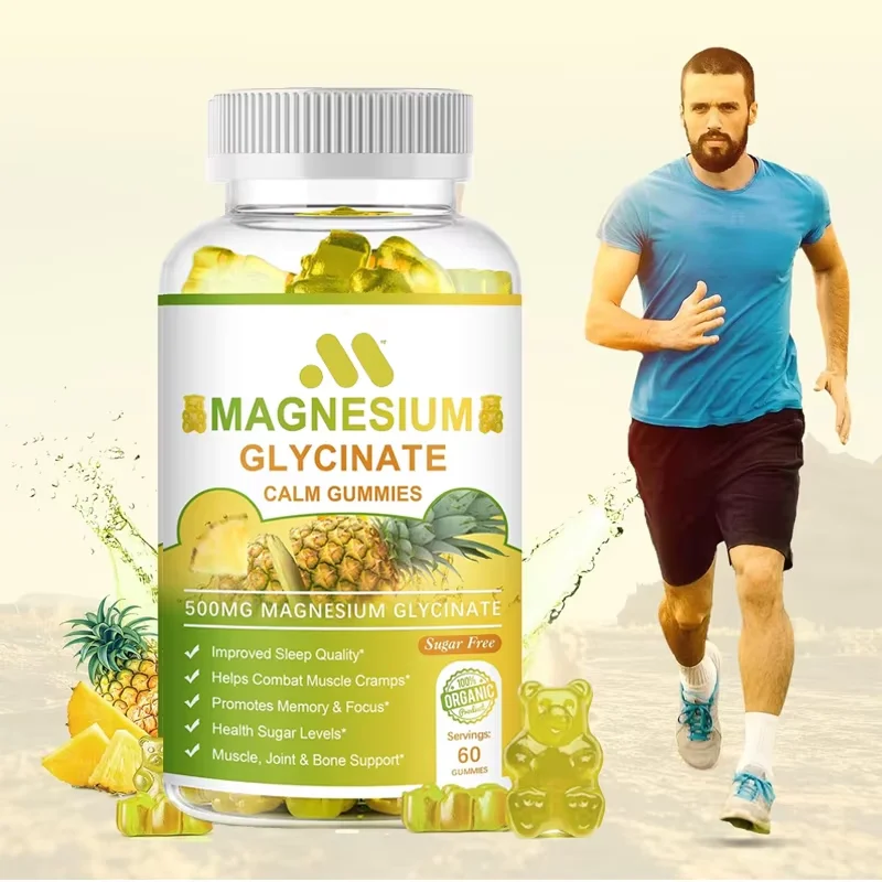 Citrate gummies 1000mg, taurine 500mg&Matale 200mg - Magnesium potassium supplement for calming mood 60 pineapple gummies