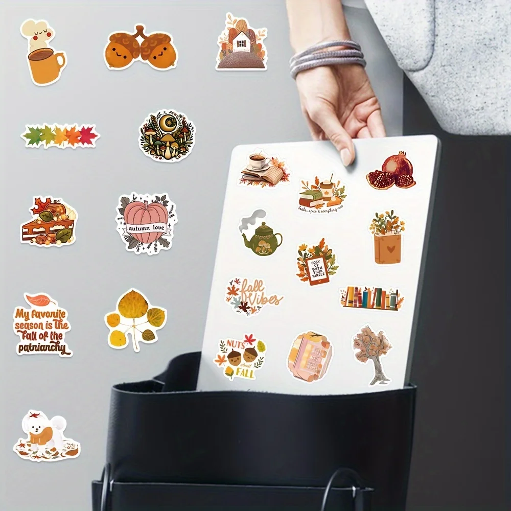 50 قطعة ملصقات سلسلة الخريف الشكر ديكور مابل ليف الحصاد ملصقات جراب هاتف حقيبة كمبيوتر محمول ملصقات مقاومة للماء احتفال هدية