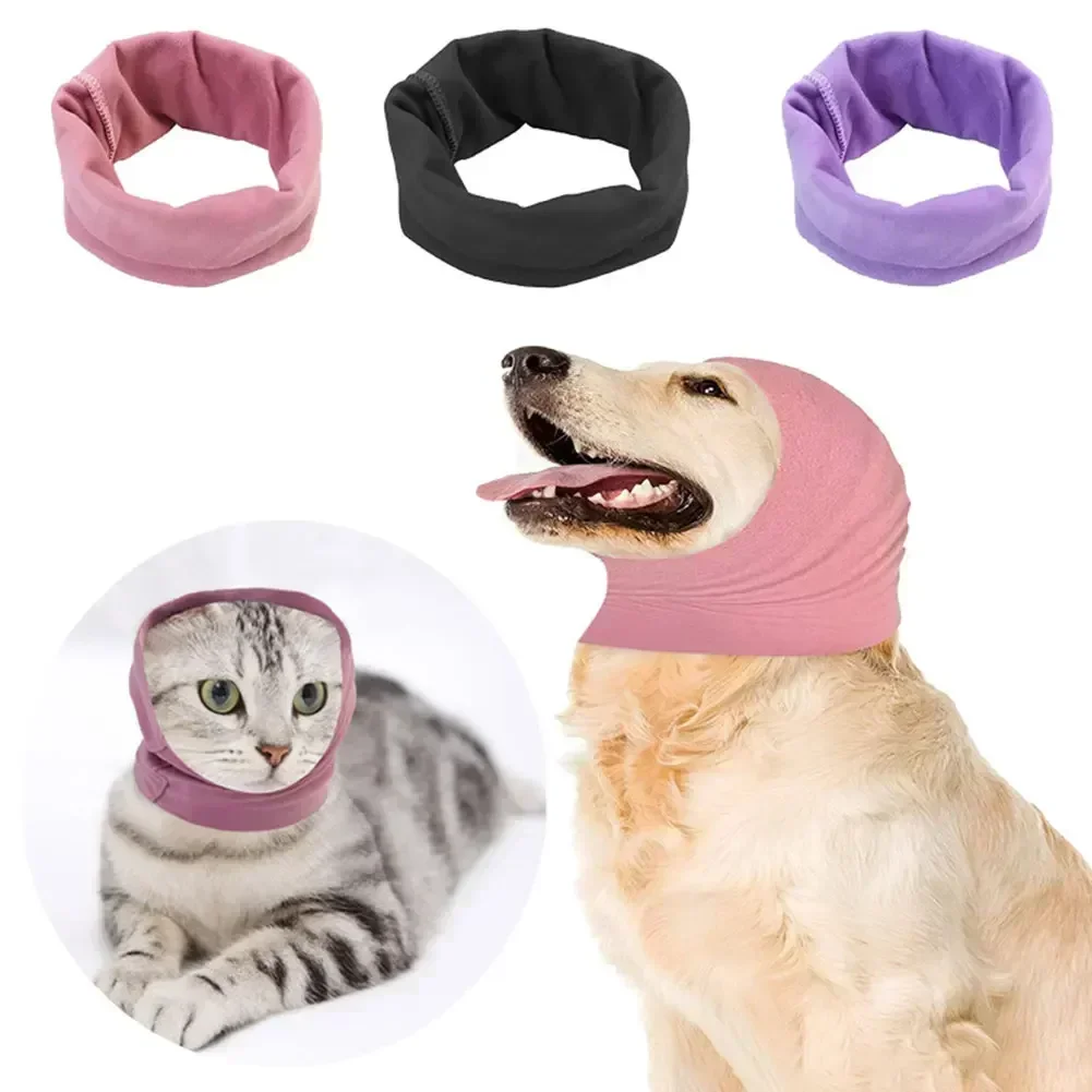 Dog Pet Ears Cover Calming Headscarf Bathing Grooming Helper Anti-shock Noise-proof Earmuffs Turban Head Wrap Decompress Tool