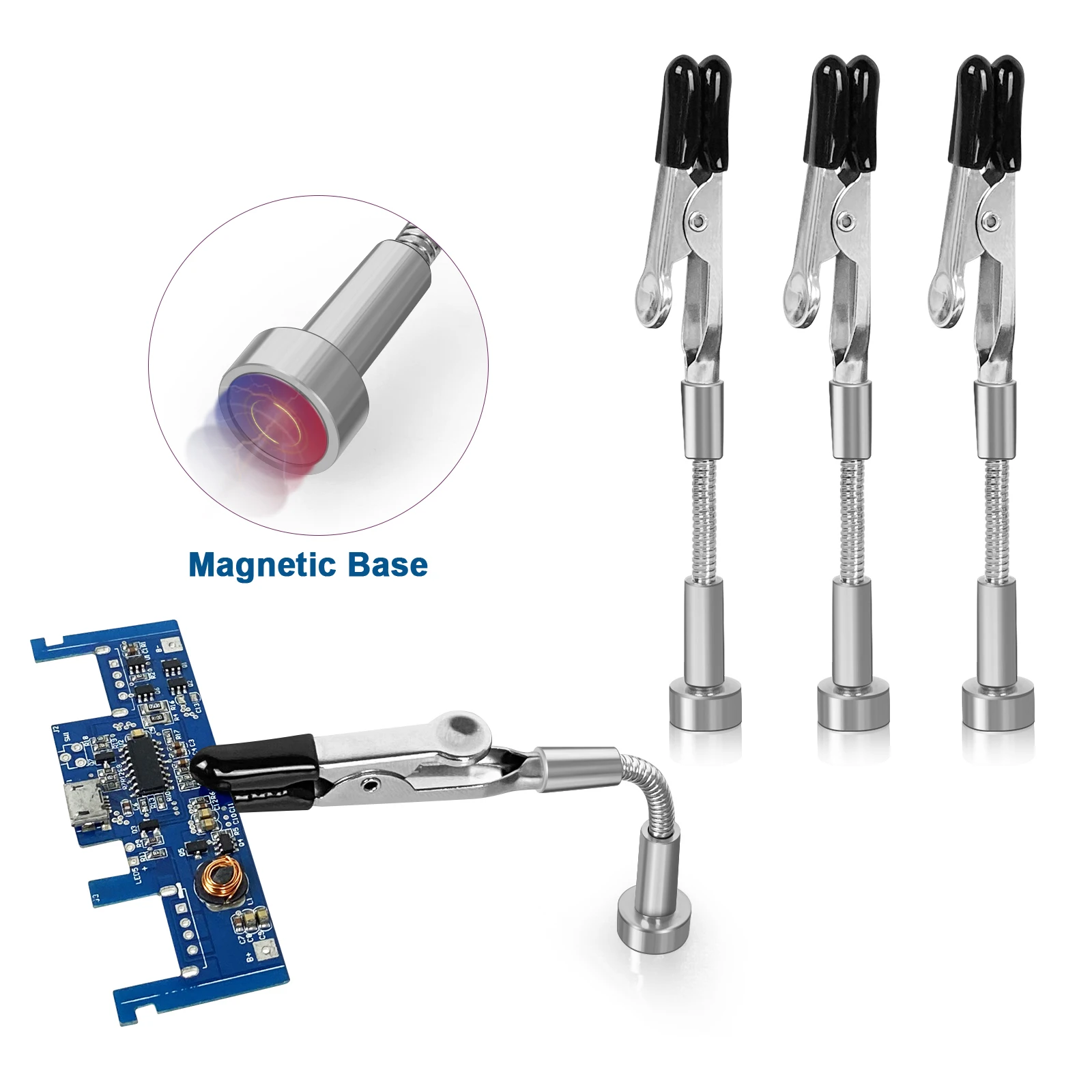 

Mini Metal Flex Arm Magnetic PCB Board Holder Soldering Third Helping Hands Welding Positioner Electronic Repair Tool