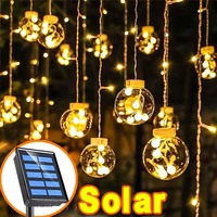 Solar String Lights Wishing Ball Outdoor LED Waterproof Curtain Lights for Garden Bedroom Wedding