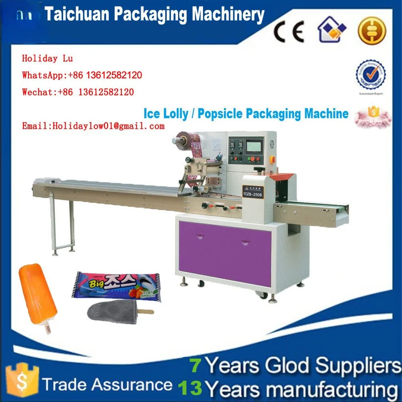 Fully Automatic Horizontal Wrapping Flow Pack Packing Machine Ice Cream Lolly Popsicle Packaging Machine