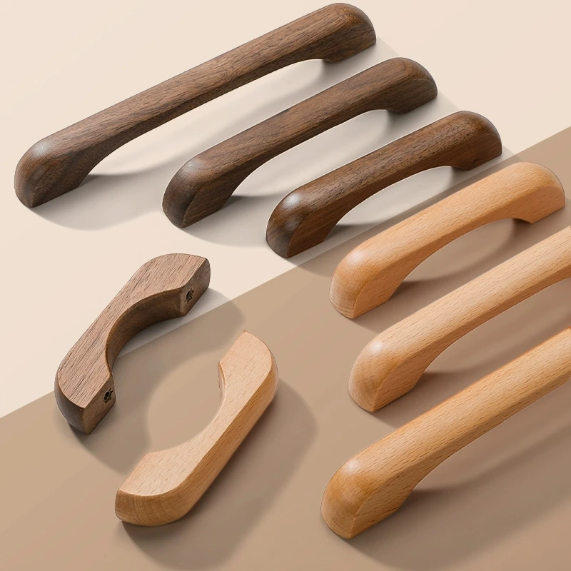 Natural Kitchen Furniture Wooden Handle Solid Wood Handles for Cabinets and Drawers Closet Dresser Wardrobe Pulls Wooden Handles - zdjęcie 1