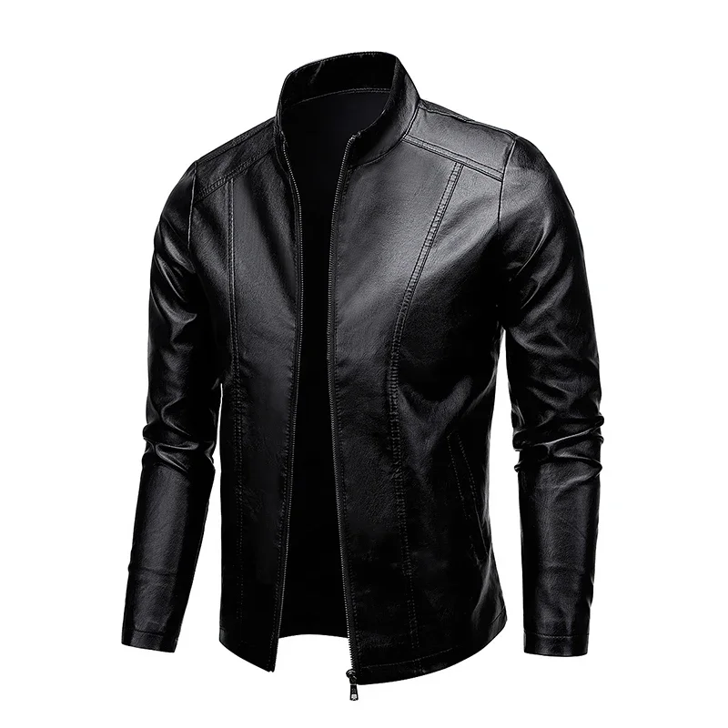 Spring Summer Men's Clothing Motorcycle Leather Jacket Teenagers Stand Collar Leather Coat Men Fashion Trend PU leather jackets