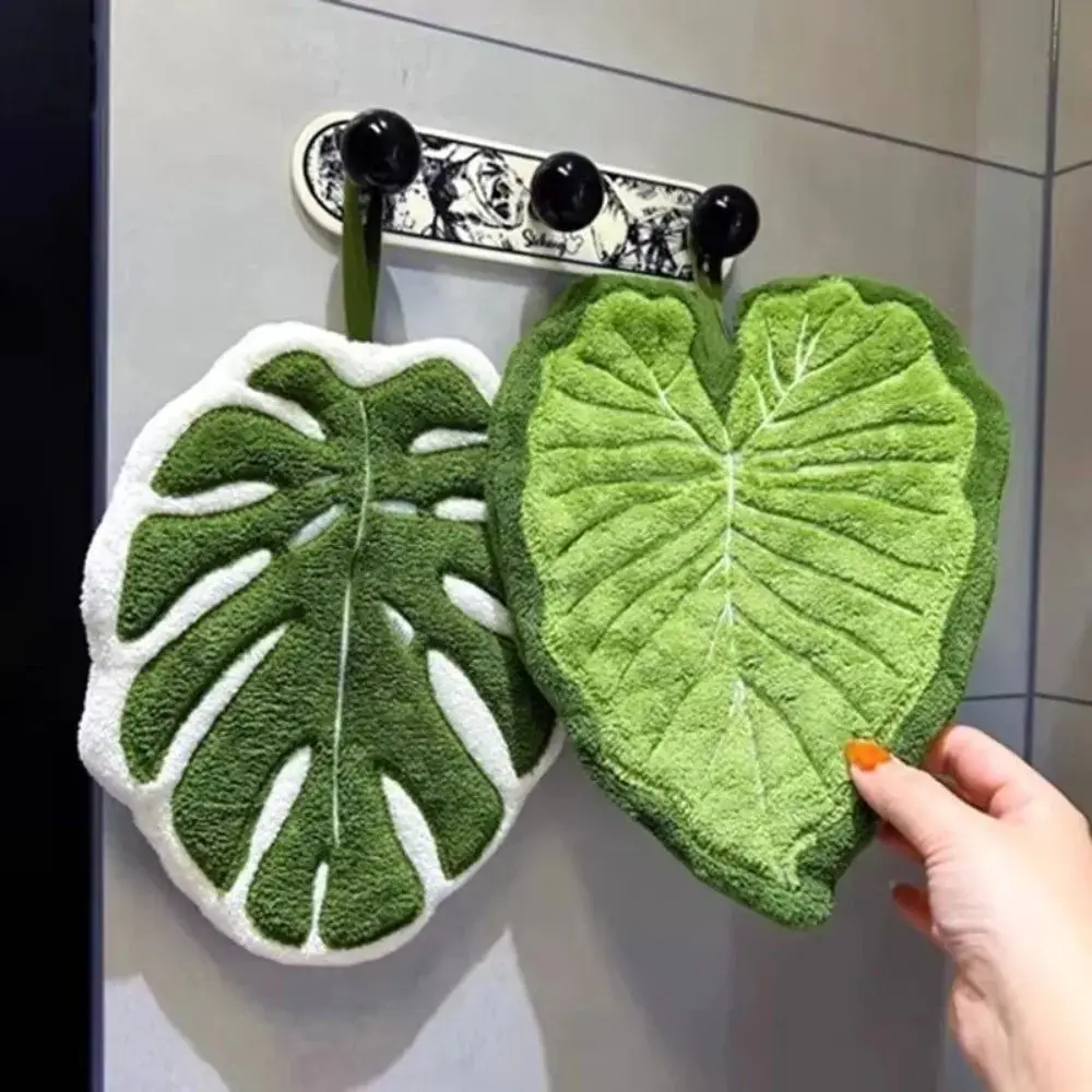 1/2pcs Creative Leaf-Shaped Bathroom Towel | Hangable, Absorbent Microfiber Towel for Bathroom, Dining, Kitchen