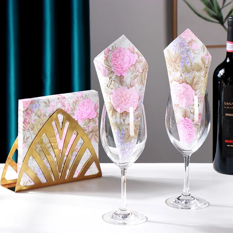 20pcs/Pac 33cm 2Ply Colorful Printed Napkin Pink Flower Square Butterfly Valley Bart Paper Wedding Pure Wood Pulp Paper Placemat