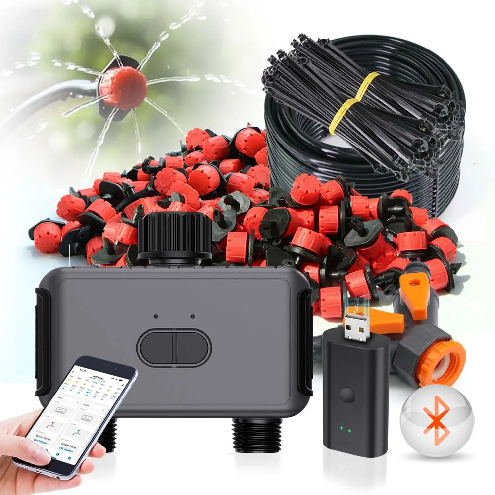 

30-10m Smart Bluetooth USB Gateway Garden Watering Timer Irrigation Kit APP Remote Control Program Automatic Irrigation System