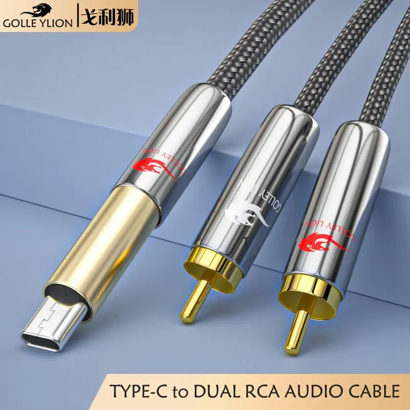 Hifi Audio Cable Type-C to Dual RCA for Smart Phone PC Audio Amplifier Soundbox Shielding Splitter Cable 1M 2M 3M 5M 8M 10M