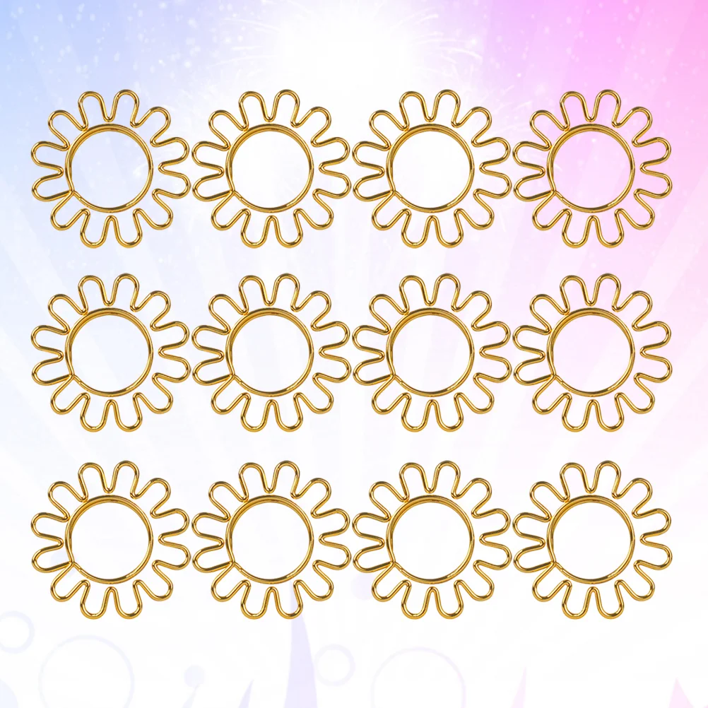 8pcs Paper Clips Golden Sunflower Shape Bookmark Pin Clip Set for Home Office School (Golden) binder clips