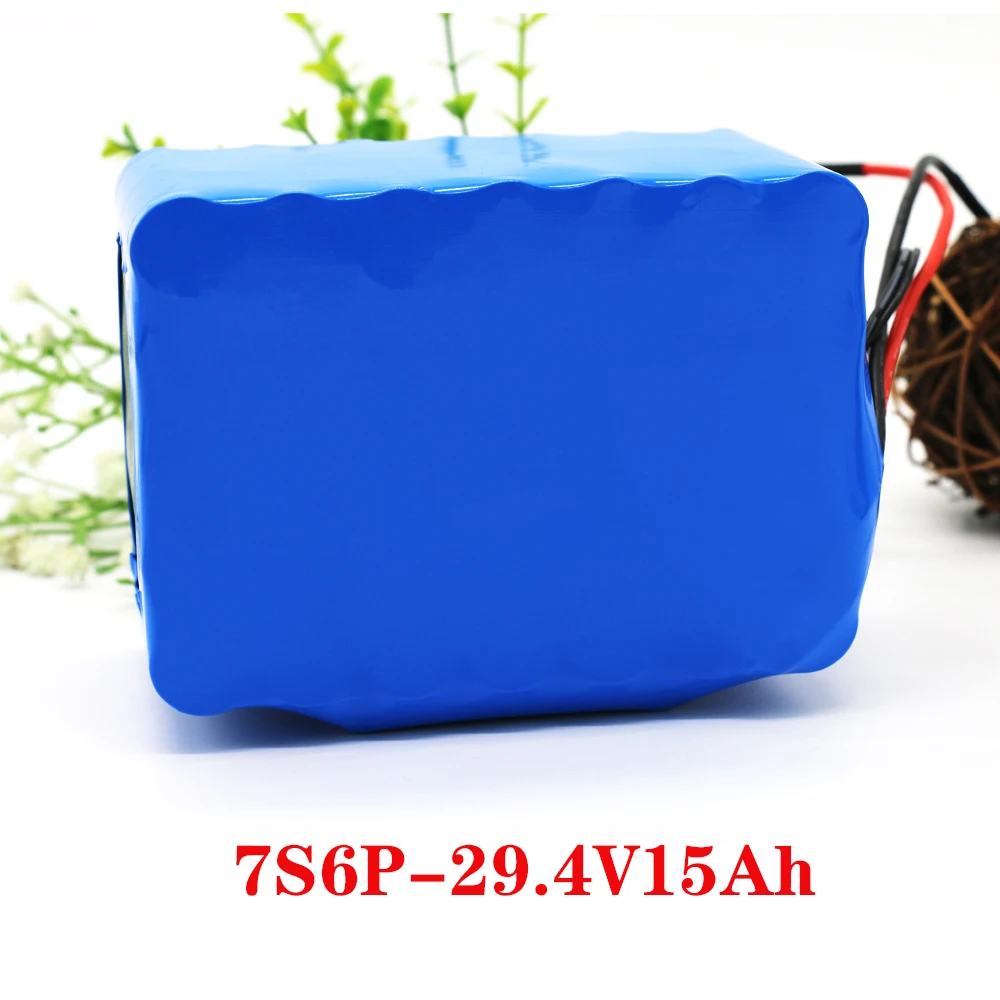 24V 15Ah 7S6P battery pack 250W-500W 29.4V 15000mAh lithium battery 18650 cell power battery pack