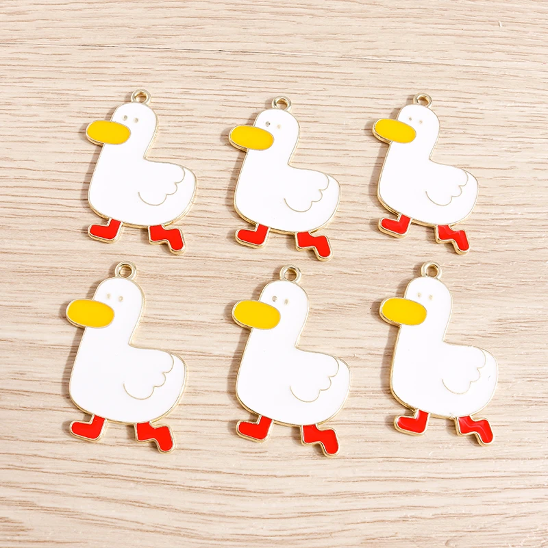 

10pcs 25x33mm Cute Enamel Animal Duck Charms Pendants for Jewelry Making Earrings Necklaces Bracelets DIY Handmade Crafts Supply